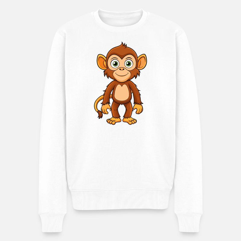 Affe - Männer Premium Bio Pullover - Weiß