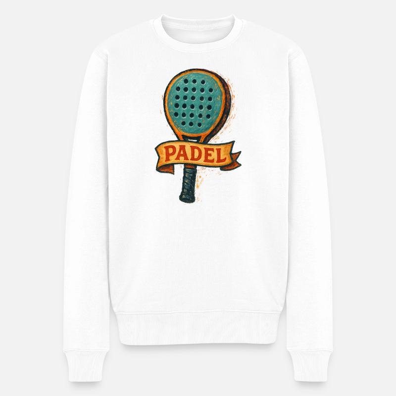Padel-Racket – Padeliste - Männer Premium Bio Pullover - Weiß