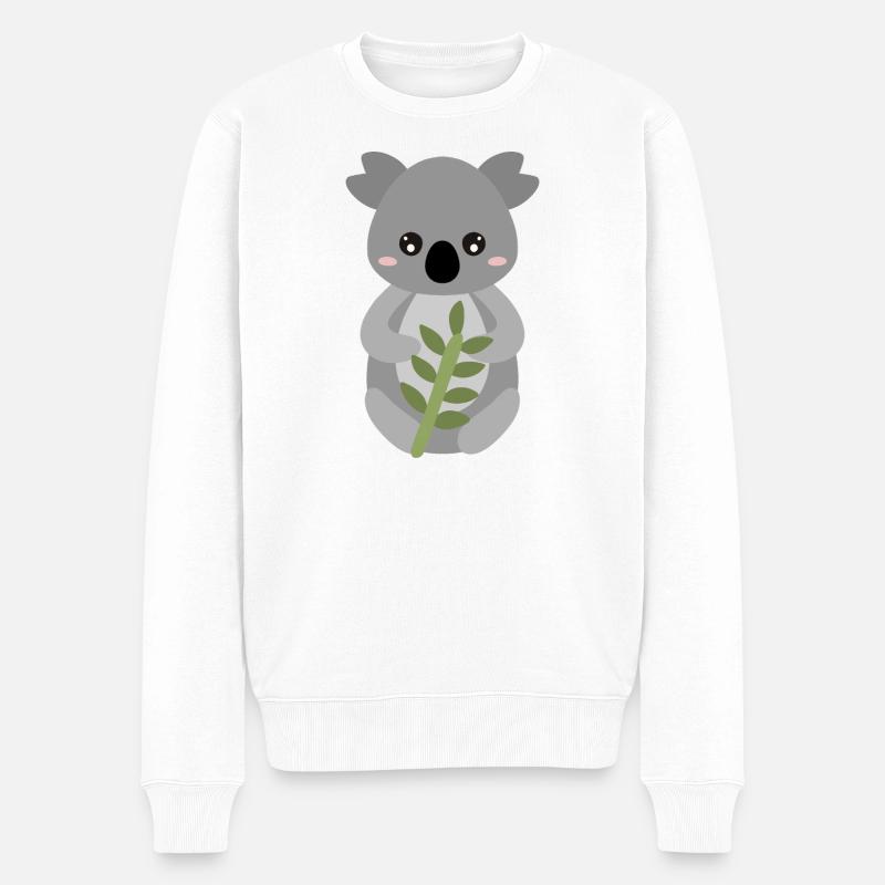 Koala à l’étreinte de feuille - Pull Premium bio Homme - blanc