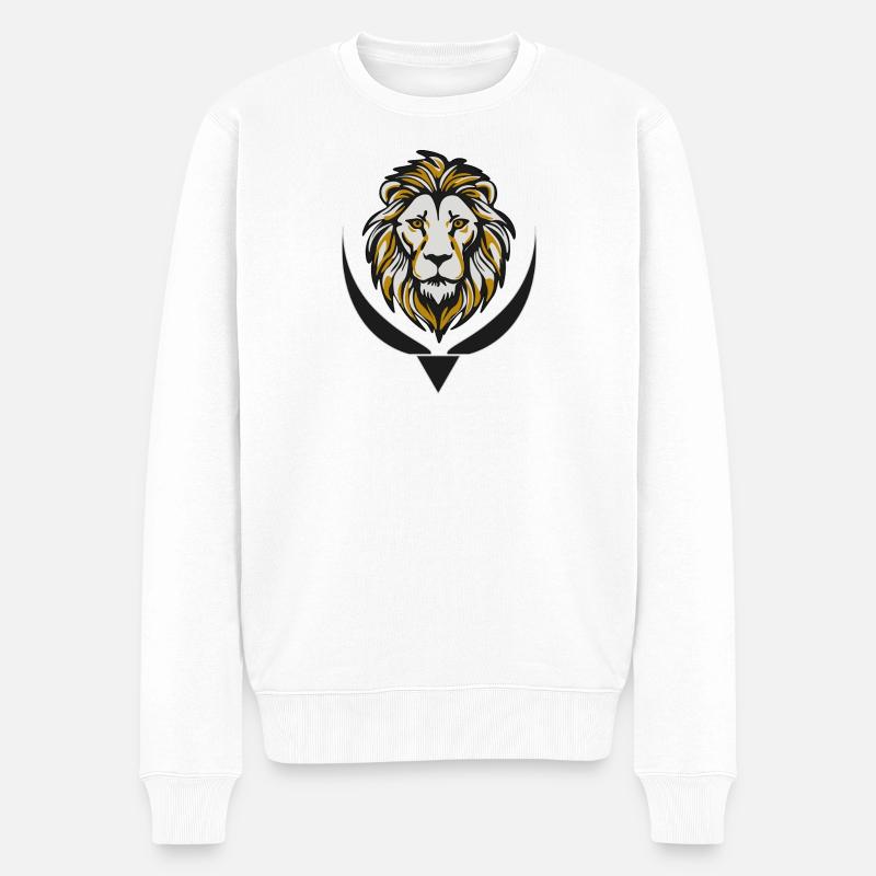 Löwenkopf Banner-Design - Männer Premium Bio Pullover - Weiß
