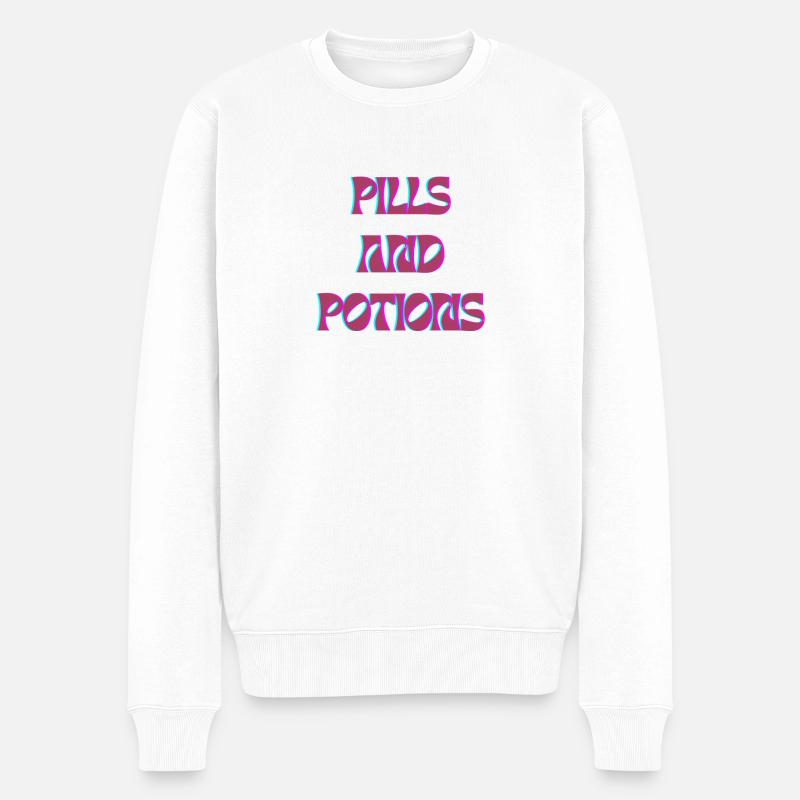Motif des pilules et potions - Pull Premium bio Homme - blanc