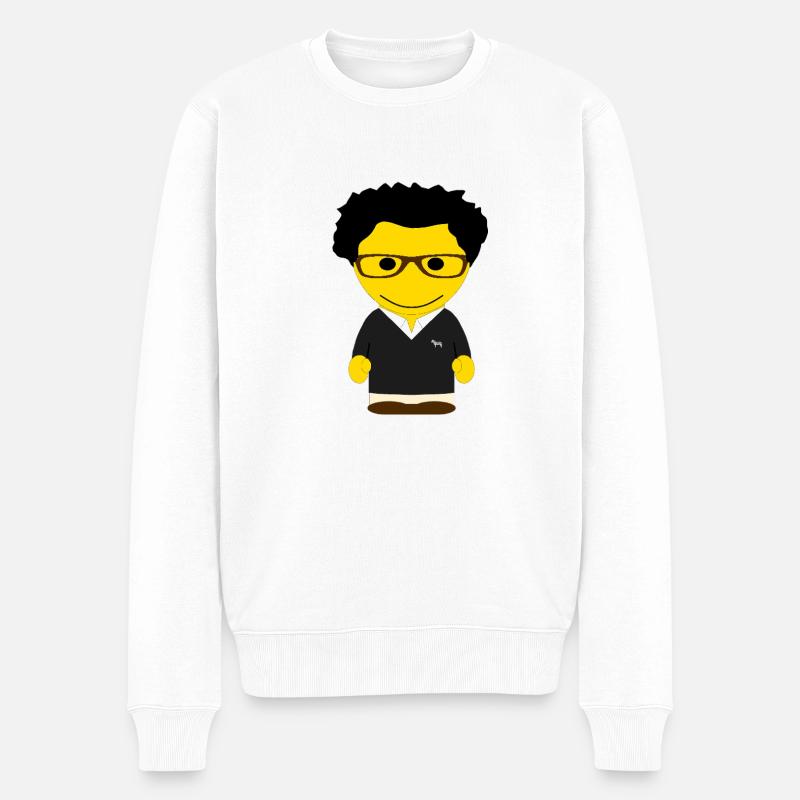 GEEKLEY avatar lunettes pull col V noir - Pull Premium bio Homme - blanc