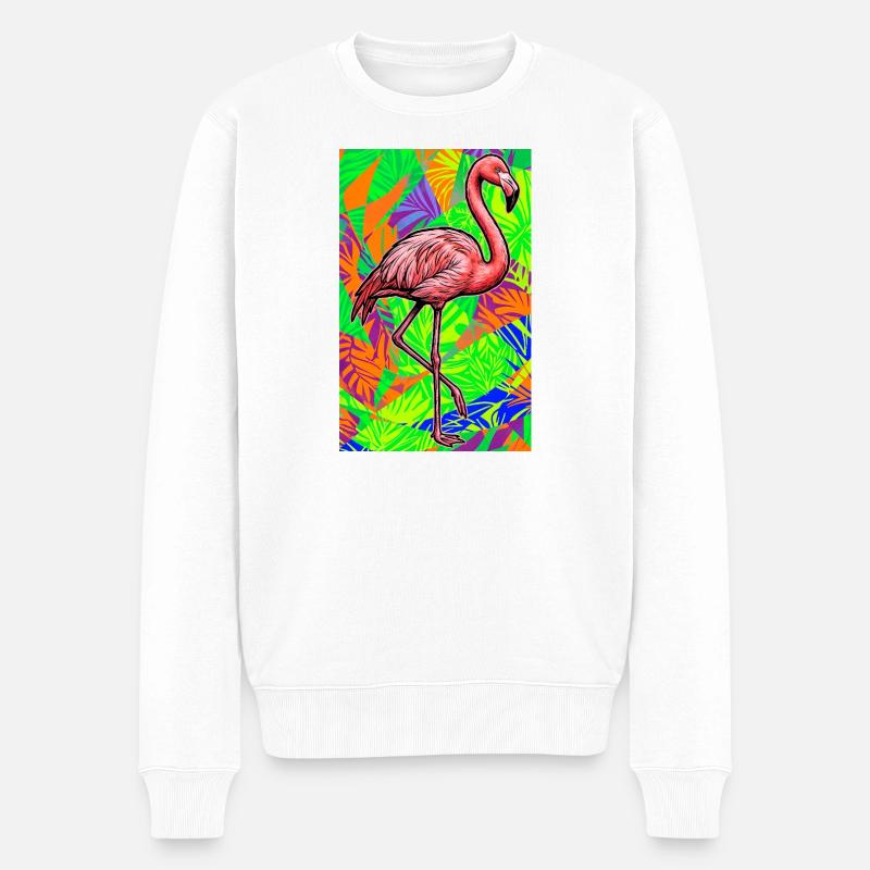 Flamingo - Männer Premium Bio Pullover - Weiß