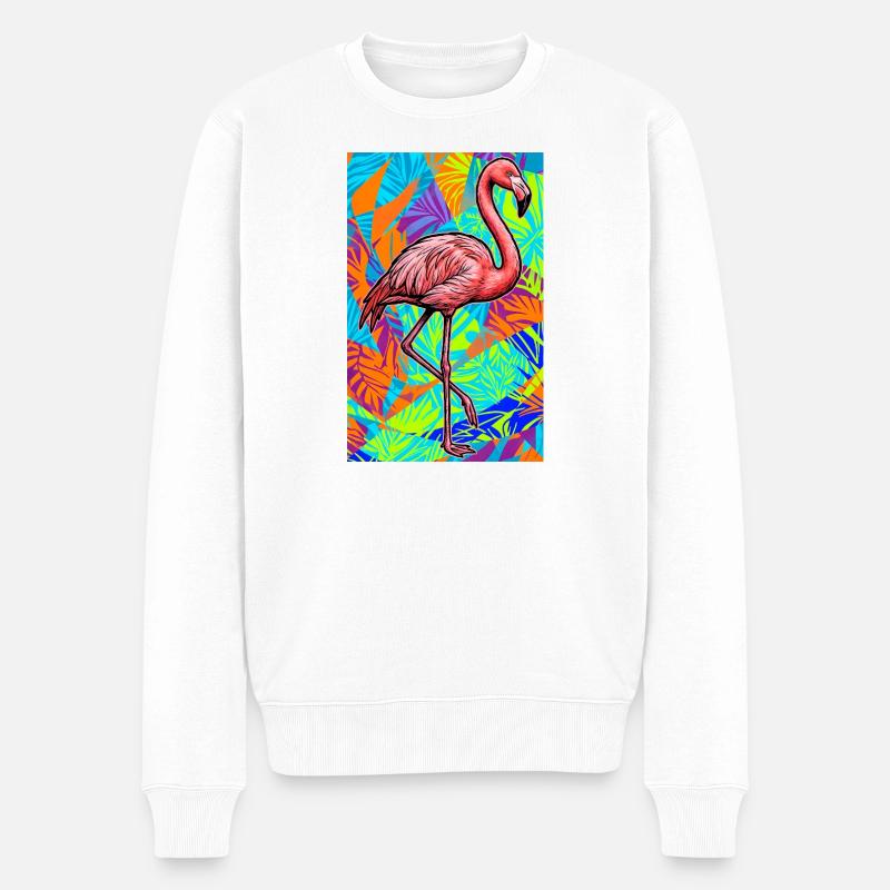 Flamingo - Männer Premium Bio Pullover - Weiß