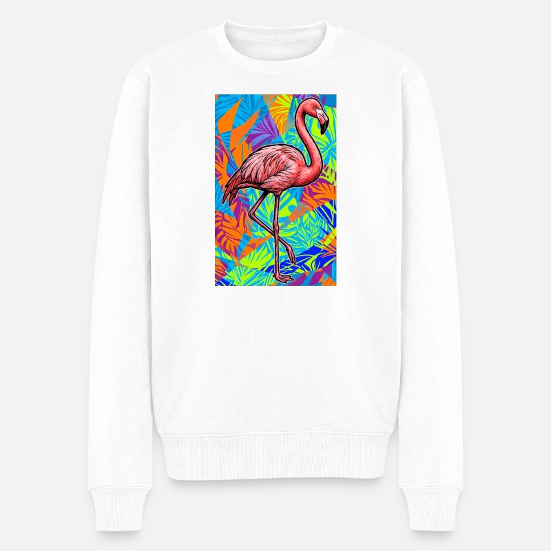 Flamingo - Männer Premium Bio Pullover - Weiß