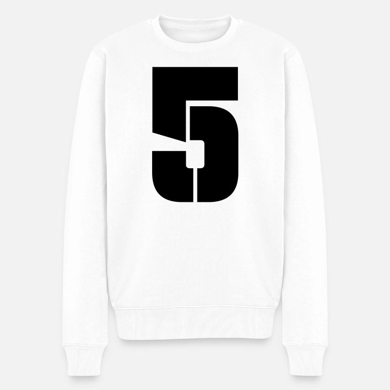 5 - Männer Premium Bio Pullover - Weiß
