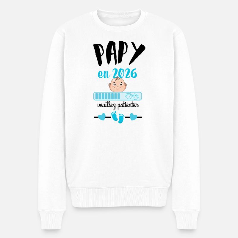 Papy en 2026 Veuillez Patienter - Pull Premium bio Homme - blanc