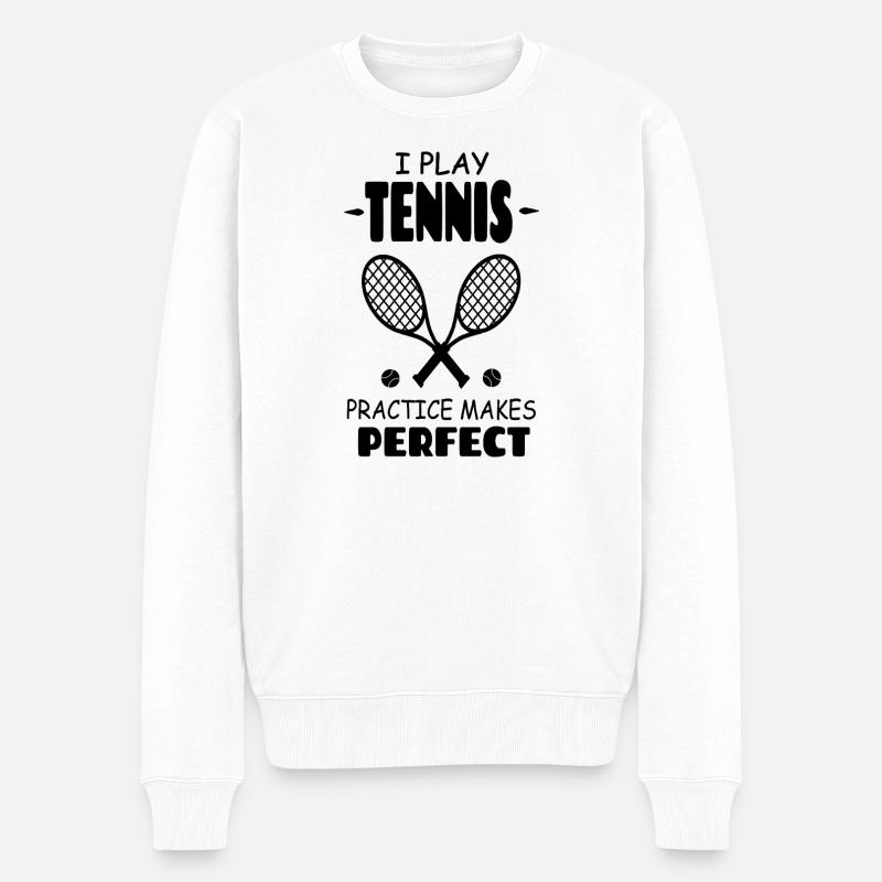 I_Play_Tennis_Practice_Makes_Perfect - Männer Premium Bio Pullover - Weiß