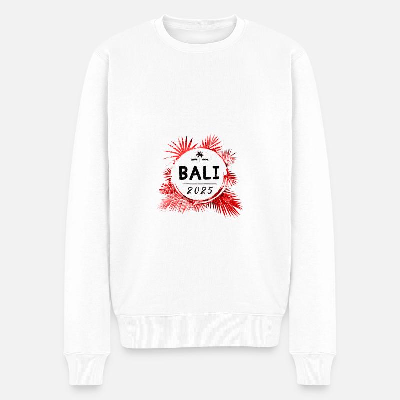 Bali 2025 Bunt - Männer Premium Bio Pullover - Weiß