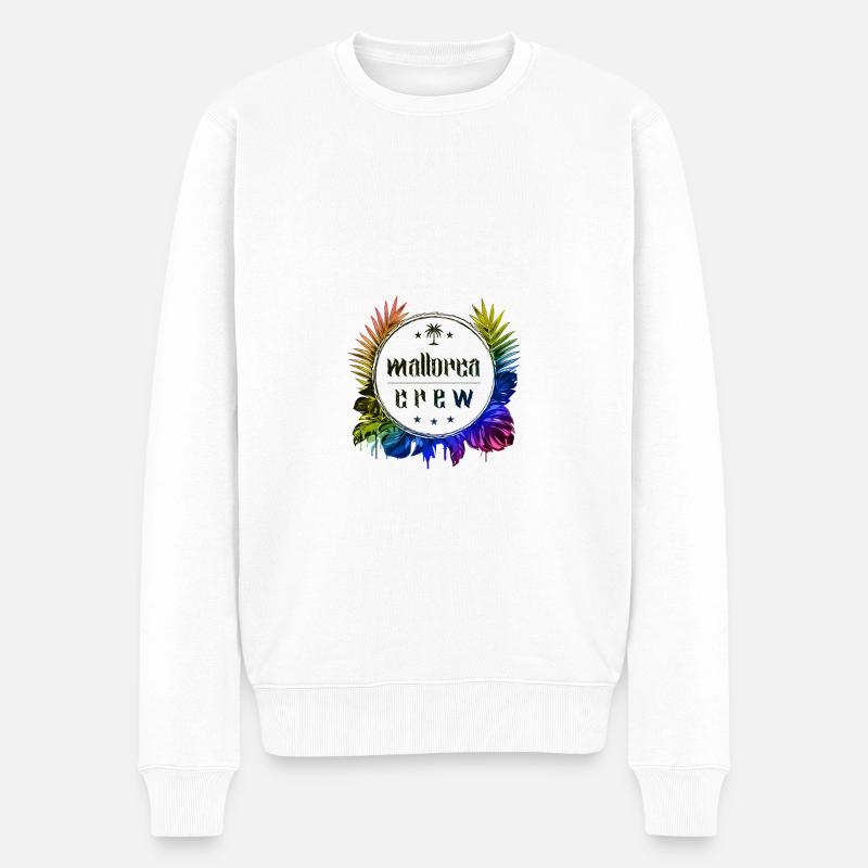 Mallorca Crew Bunt - Männer Premium Bio Pullover - Weiß