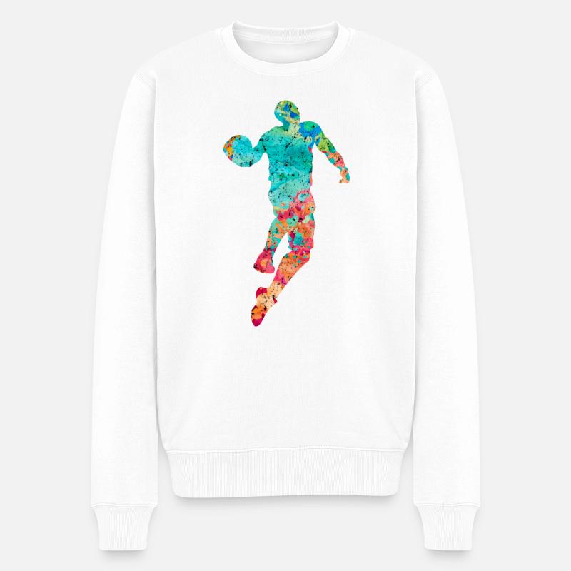 Basketballspieler - PopArt - Männer Premium Bio Pullover - Weiß