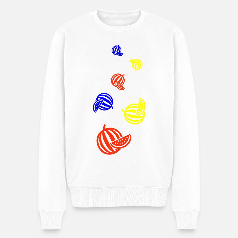 Melone Frucht - Männer Premium Bio Pullover - Weiß