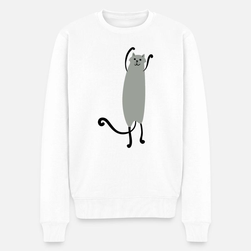 Katze - Männer Premium Bio Pullover - Weiß