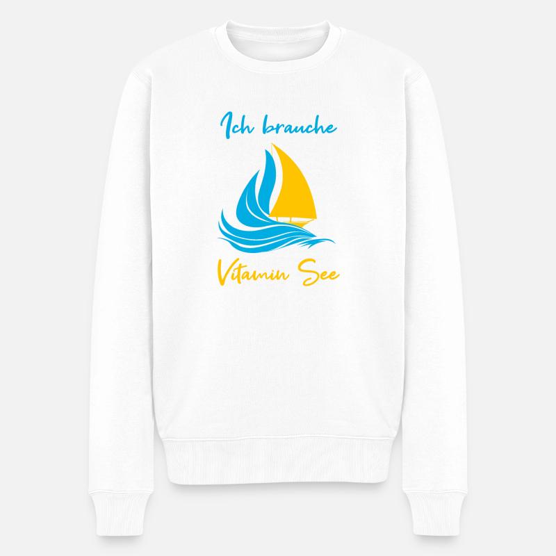 Ich brauche Vitamin See - Männer Premium Bio Pullover - Weiß