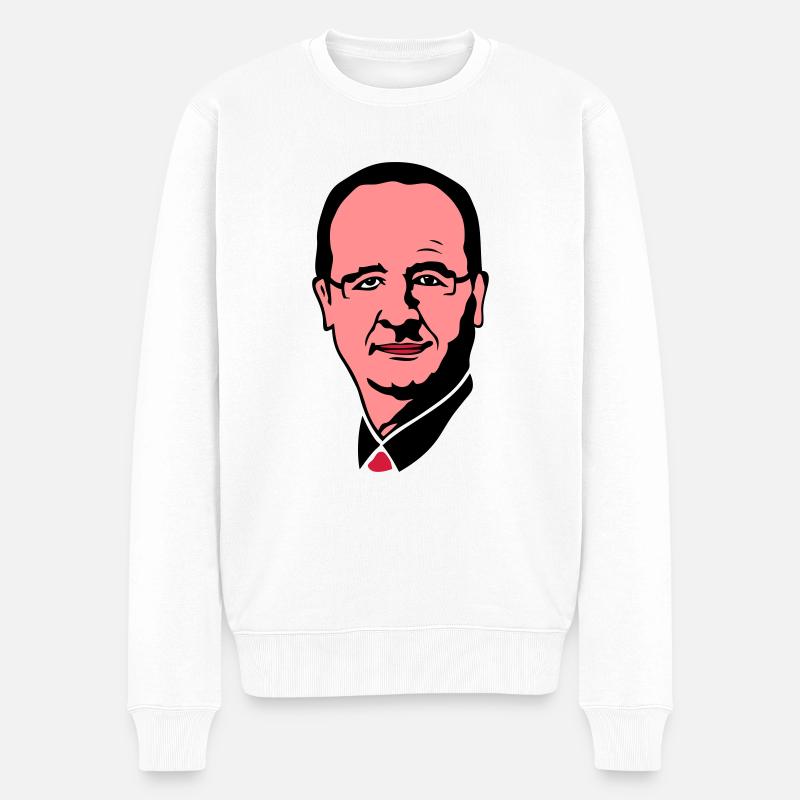 francois hollande president leader 3 - Pull Premium bio Homme - blanc