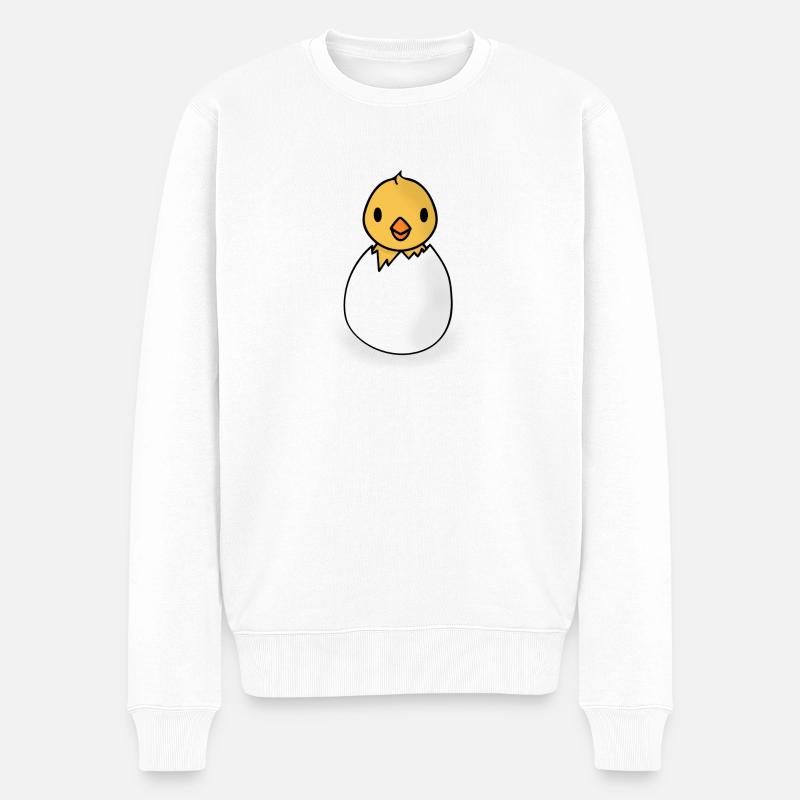 Küken im Ei - Kleiner Vogel - Männer Premium Bio Pullover - Weiß