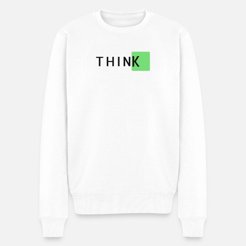 ThinkK Grüner Block-Typo - Männer Premium Bio Pullover - Weiß