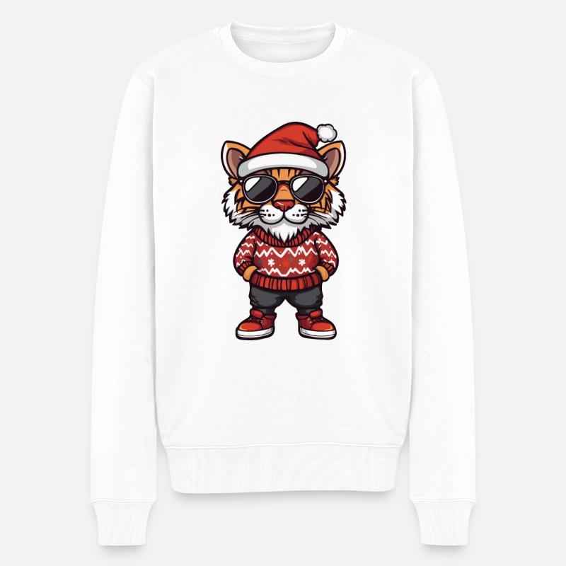 Tigre Noël Noël - Pull Premium bio Homme - blanc