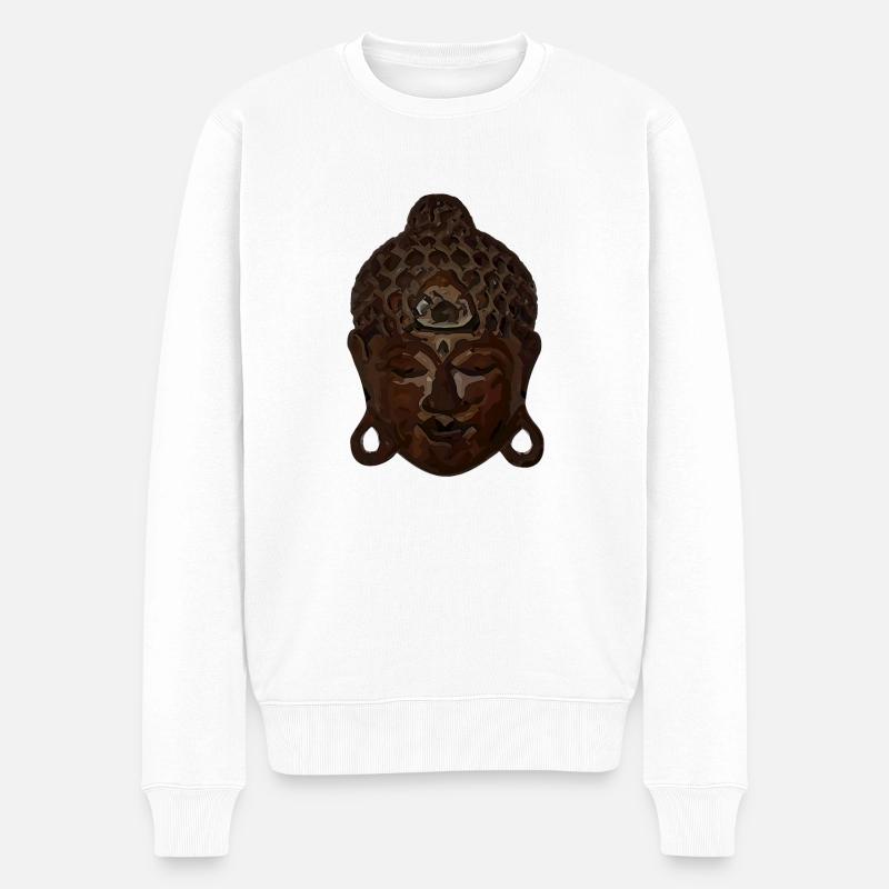 Buddha - Männer Premium Bio Pullover - Weiß