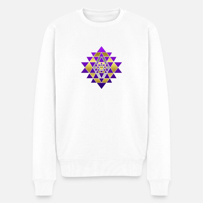 Sri Yantra Transformation - Männer Premium Bio Pullover - Weiß