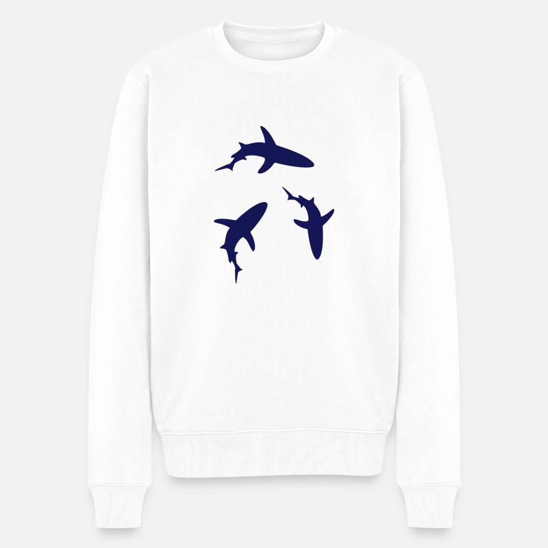 Haie - Männer Premium Bio Pullover - Weiß