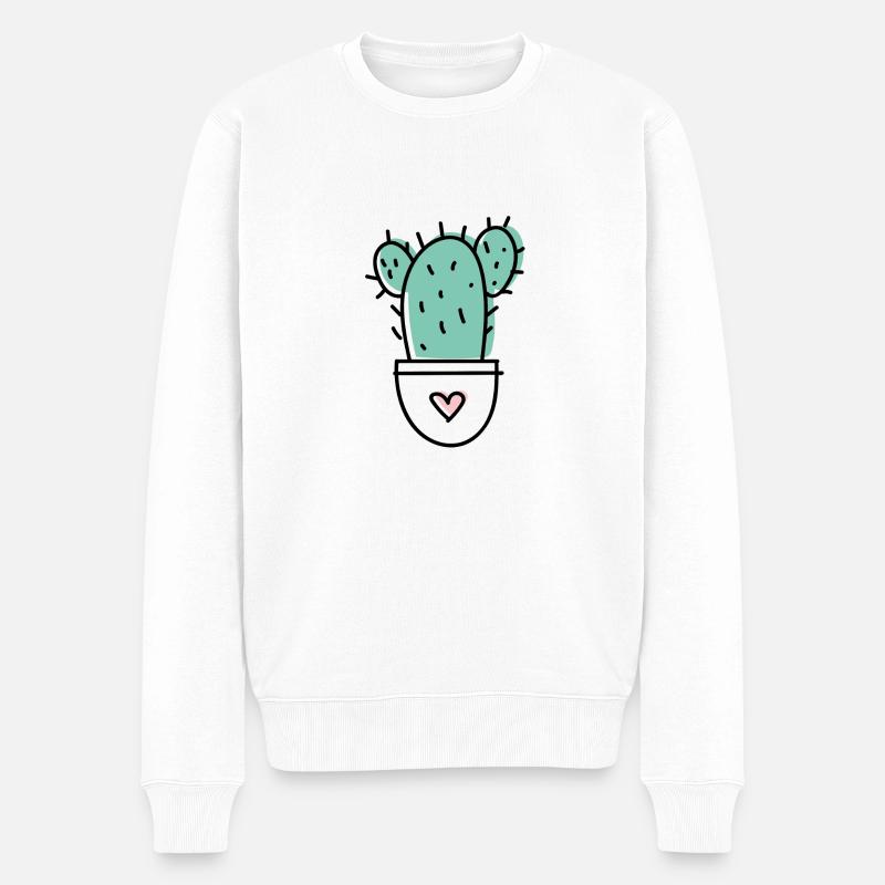 Kaktus Liebe - Männer Premium Bio Pullover - Weiß