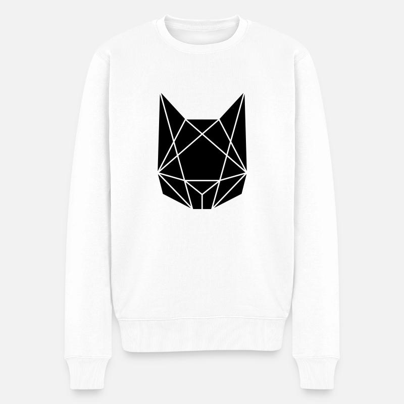 Abstrakte Katze - Männer Premium Bio Pullover - Weiß