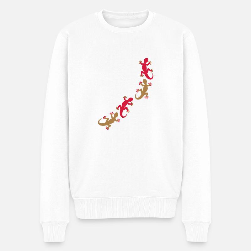 Vier Geckos 2c - Männer Premium Bio Pullover - Weiß
