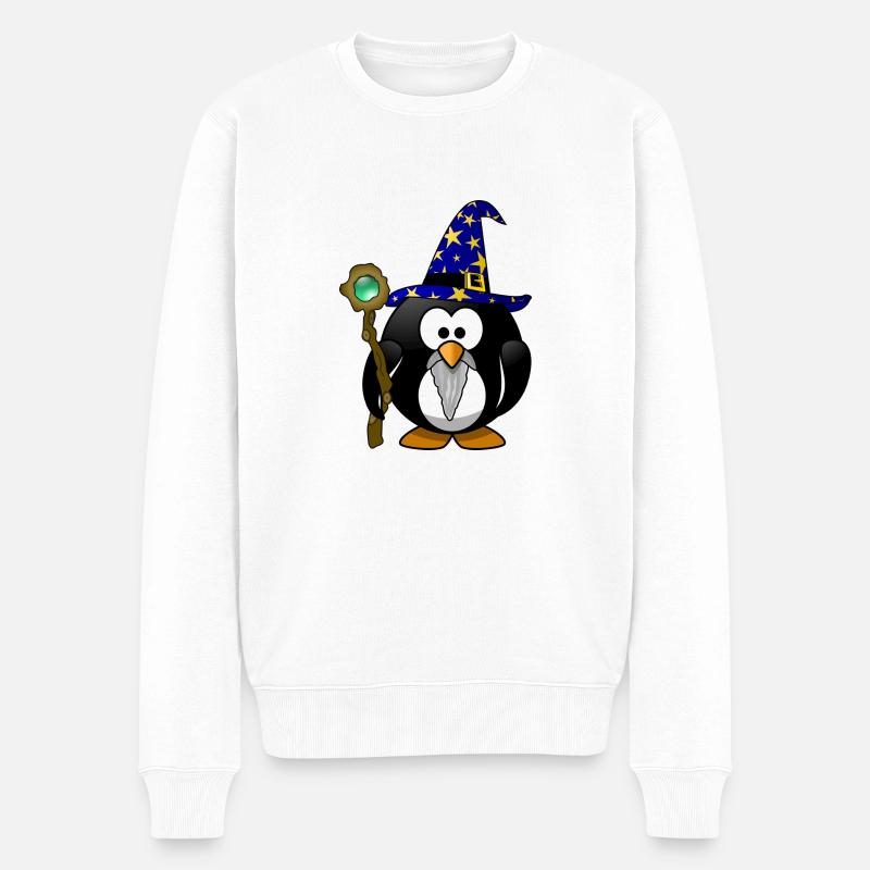 Gandalf der Pinguin mit Zauberstab! Geschenk - Männer Premium Bio Pullover - Weiß