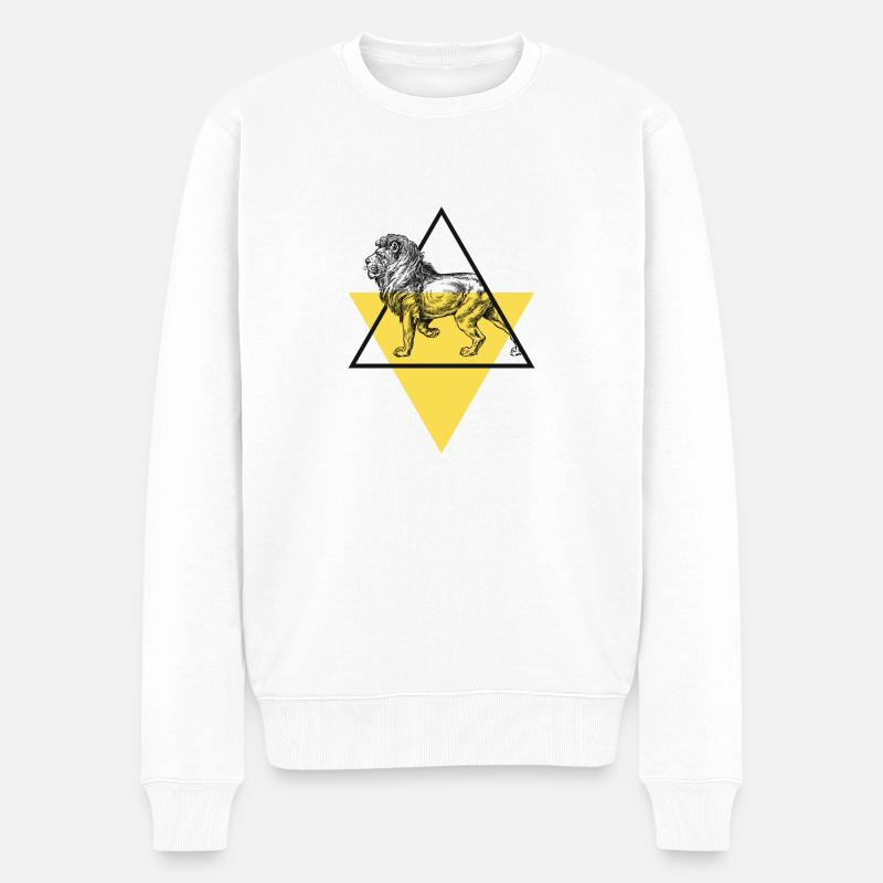 Löwe - Männer Premium Bio Pullover - Weiß