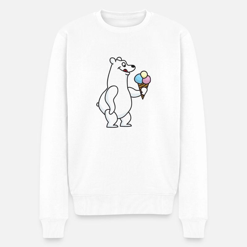 Eisbär Eiskrem Eiscreme Kugeleis Winter - Männer Premium Bio Pullover - Weiß