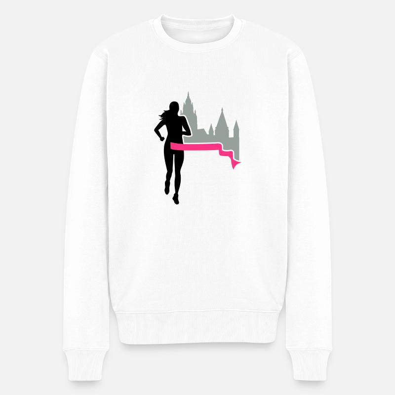 Marathon - Mainz - Läuferin - Run - Lauf - 3C - Männer Premium Bio Pullover - Weiß