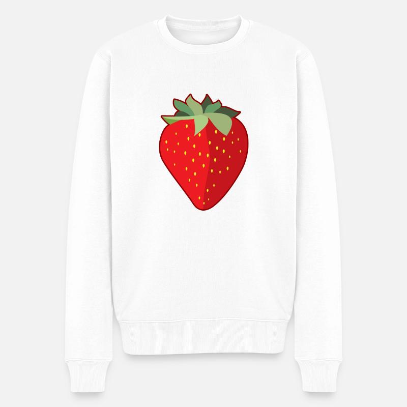 Aardbei - Männer Premium Bio Pullover - Weiß