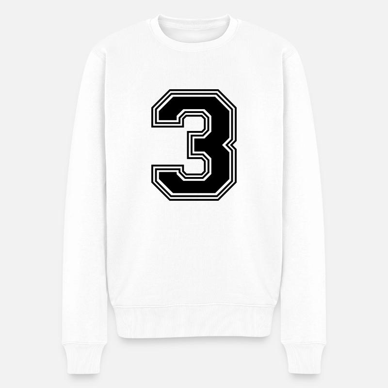 3_Nummer_3_(s31) - Männer Premium Bio Pullover - Weiß