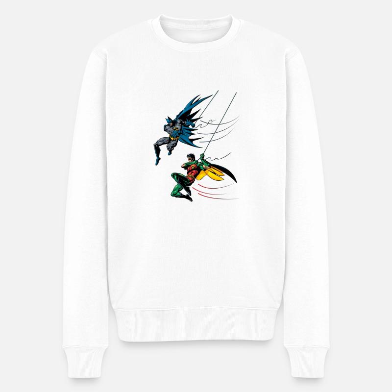 Batman and Robin - Männer Premium Bio Pullover - Weiß