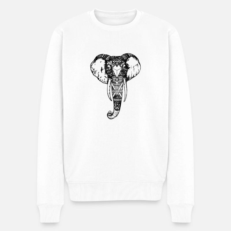 Bangkok Elephant - Männer Premium Bio Pullover - Weiß