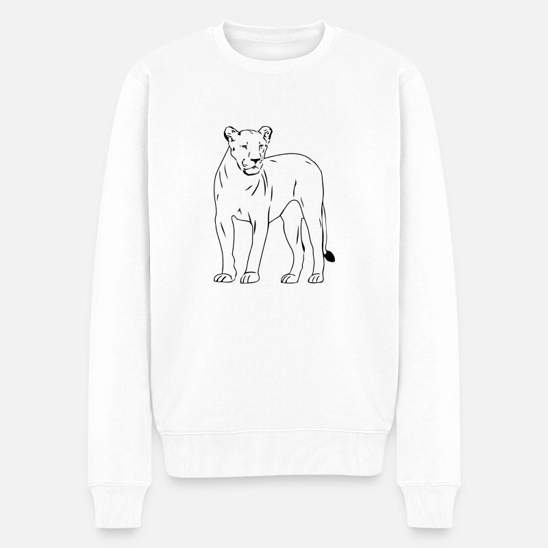 Lion - Löwe - Löwin - Männer Premium Bio Pullover - Weiß