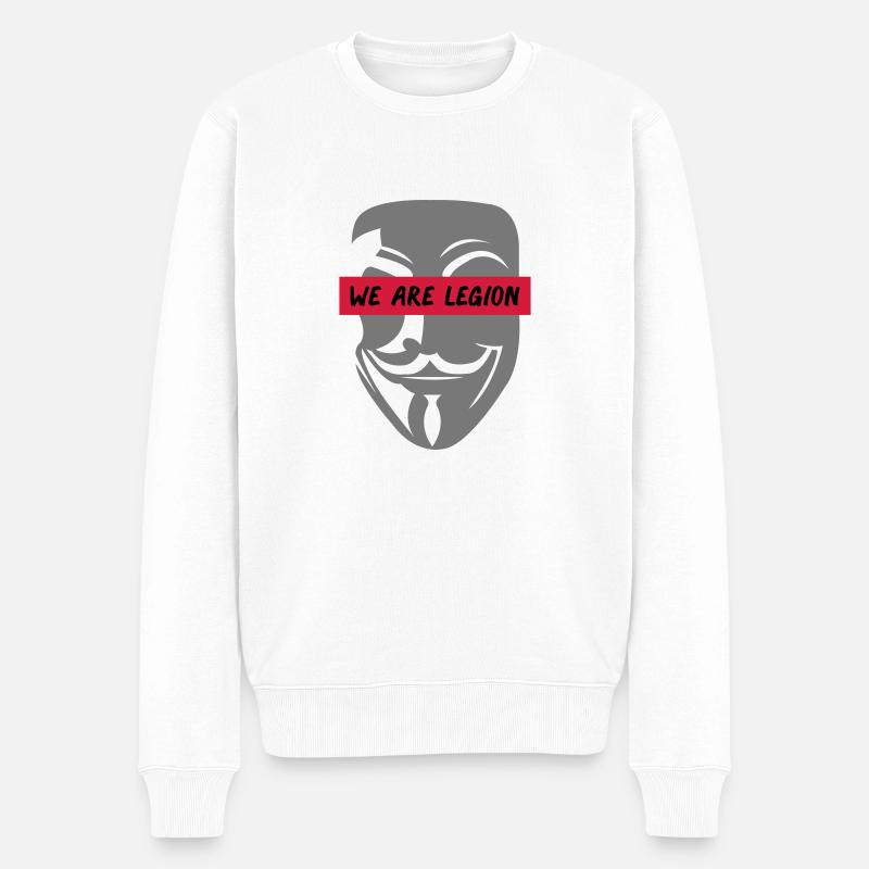 anonymous_we_are_legion_002 - Männer Premium Bio Pullover - Weiß