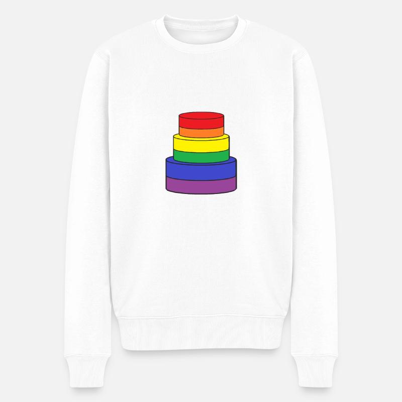 schwuler LGBT-Kuchen, Regenbogen, Regenbogen - Männer Premium Bio Pullover - Weiß