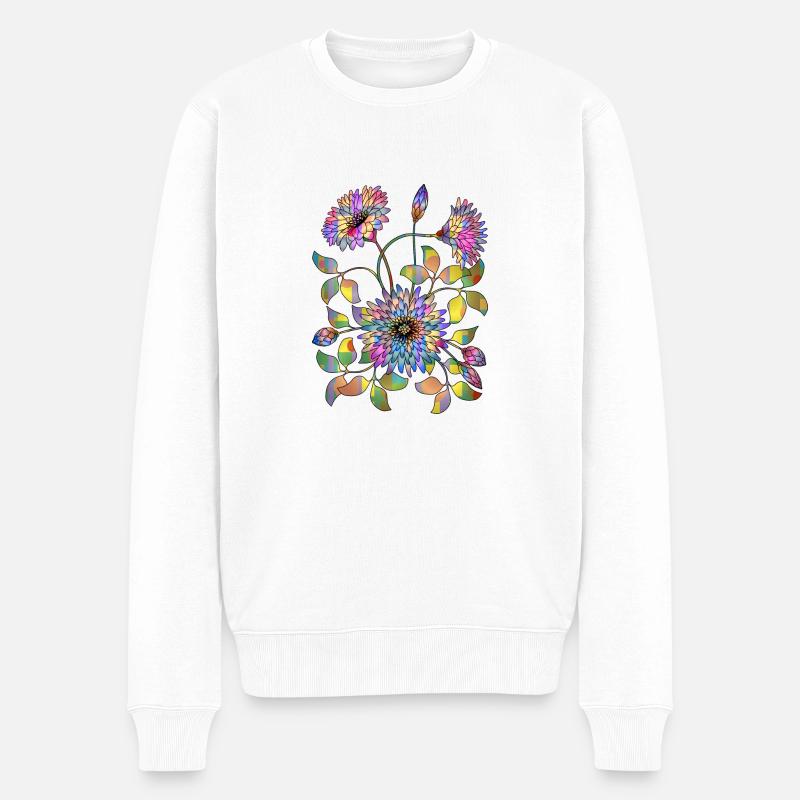 Blumen - Männer Premium Bio Pullover - Weiß