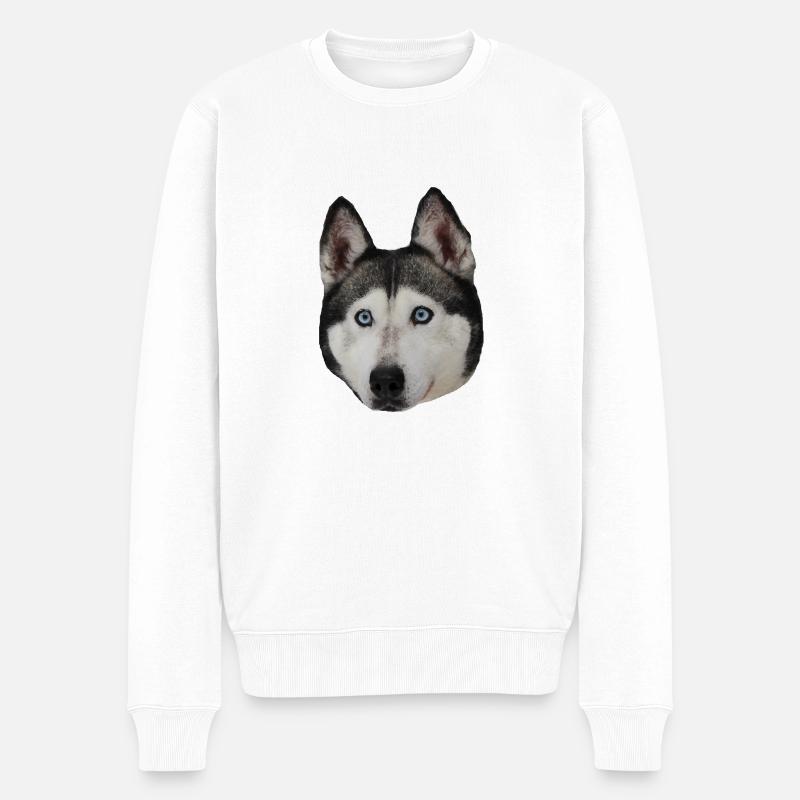 Siberian Husky - Männer Premium Bio Pullover - Weiß