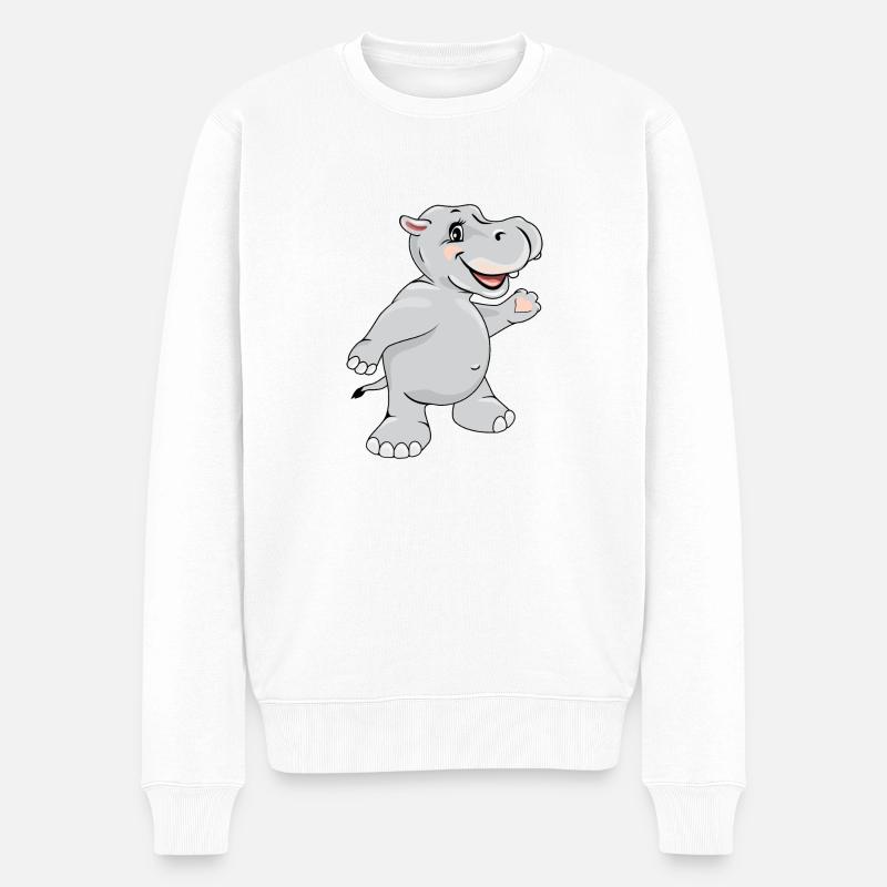 Danser l’hippopotame heureux - Pull Premium bio Homme - blanc