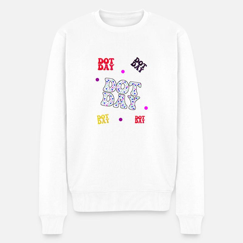 Dotday bunt - Text Pattern - Männer Premium Bio Pullover - Weiß
