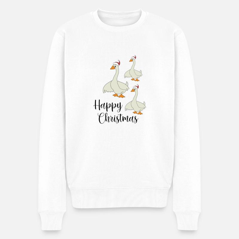 Happy Christmas - Männer Premium Bio Pullover - Weiß