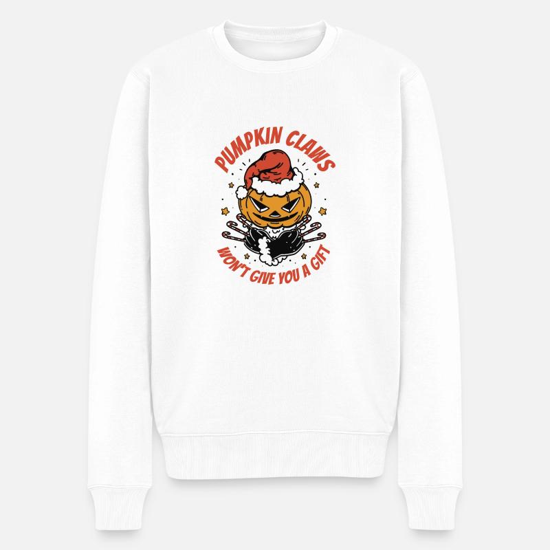 Kürbiskrallen werden Ihnen kein Geschenk machen - Männer Premium Bio Pullover - Weiß