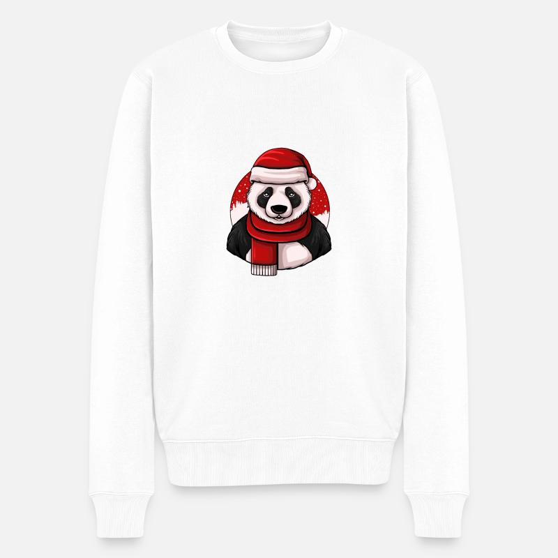 PANDA CHRISTMAS 2 - Männer Premium Bio Pullover - Weiß