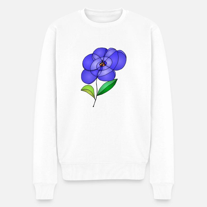Blume - Männer Premium Bio Pullover - Weiß