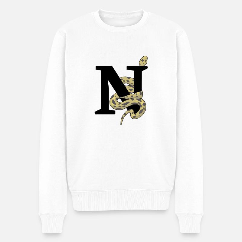 Lettre n serpent - Pull Premium bio Homme - blanc