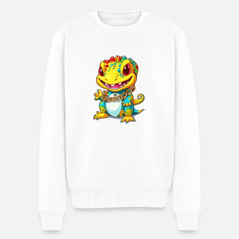 Gold Echse - Männer Premium Bio Pullover - Weiß