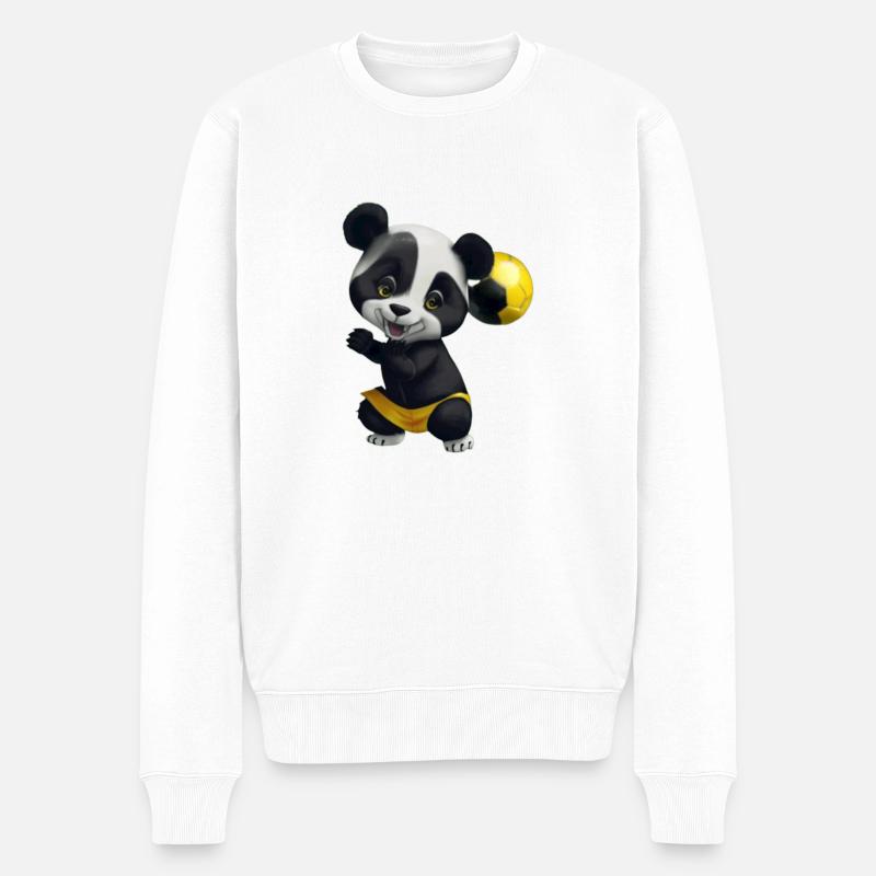 Panda Footballer - Männer Premium Bio Pullover - Weiß